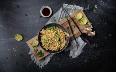 Mie-Nudeln mit Koriander und Limette